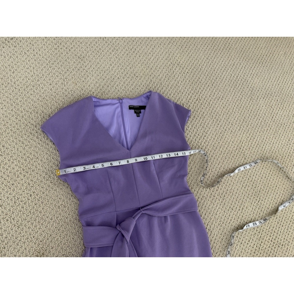 Elegant Lavender Belted Sheath Dress - Picture 5 of 7